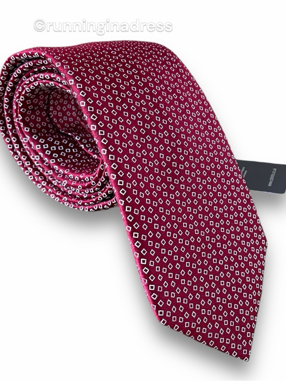 Charles Tyrwhitt Felbridge Silk Tie Burgundy Red White Geometric Square NWT